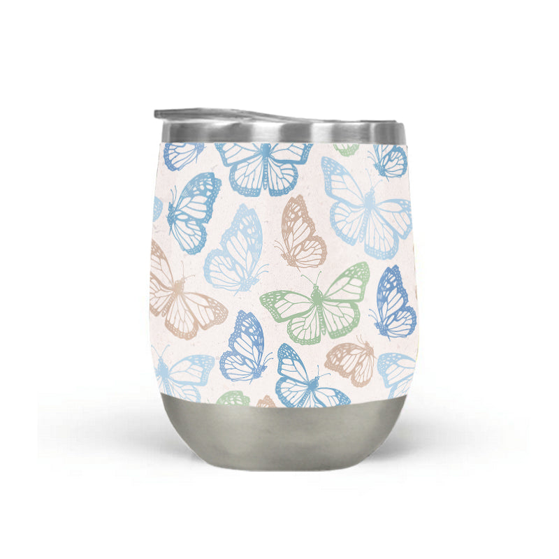Blue Butterfly Stemless Wine Tumblers