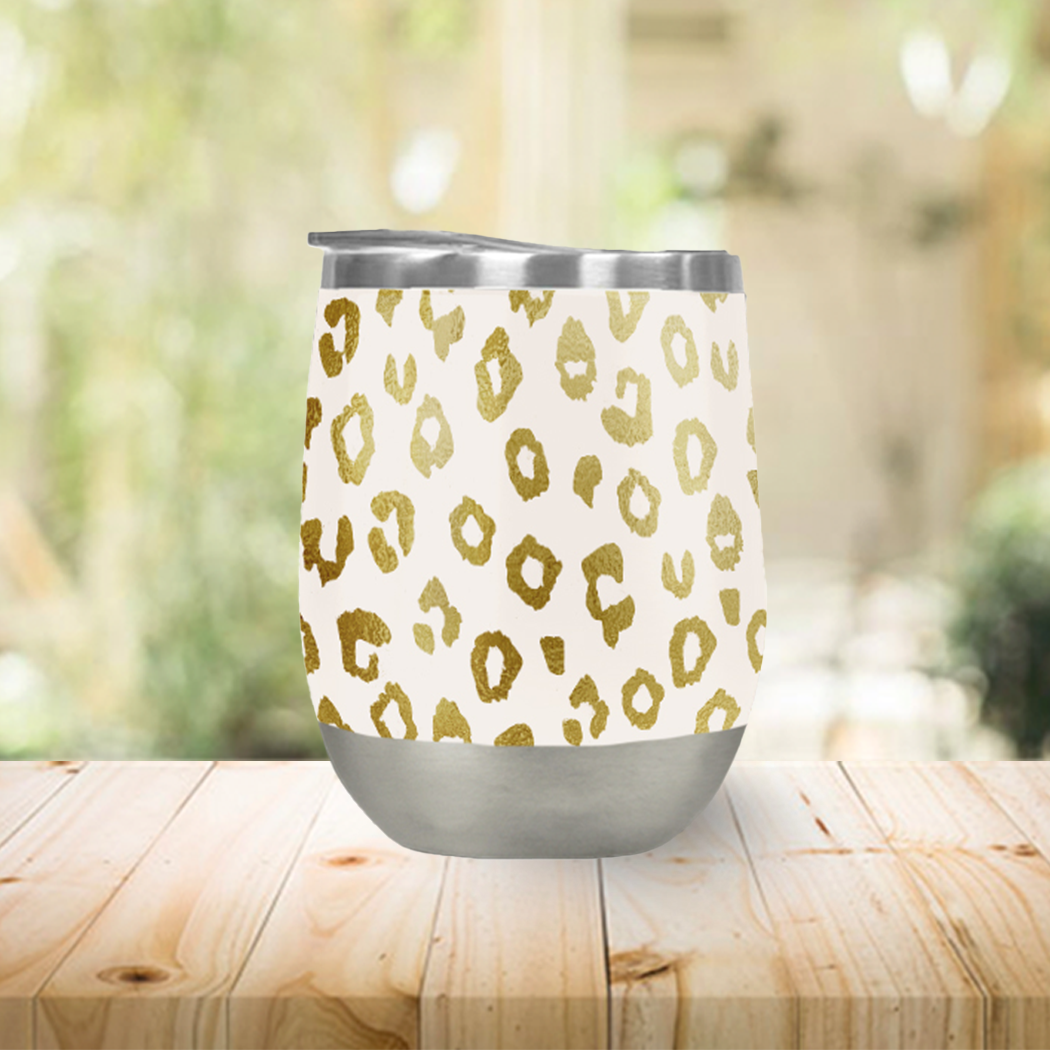 Gold Leopard Print Wine Tumbler