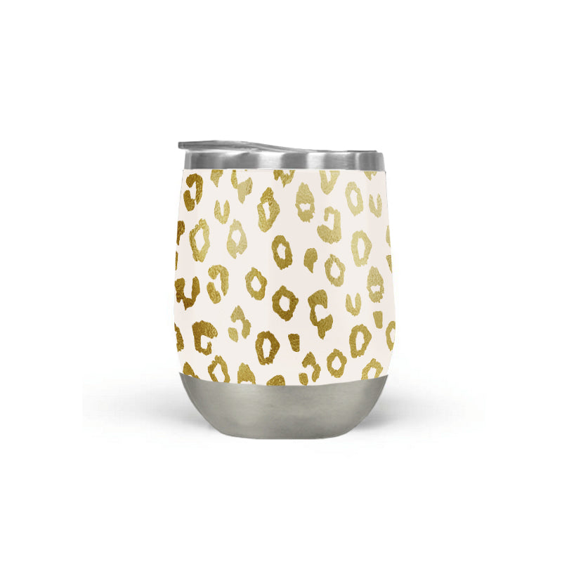 Gold Leopard Print Wine Tumbler